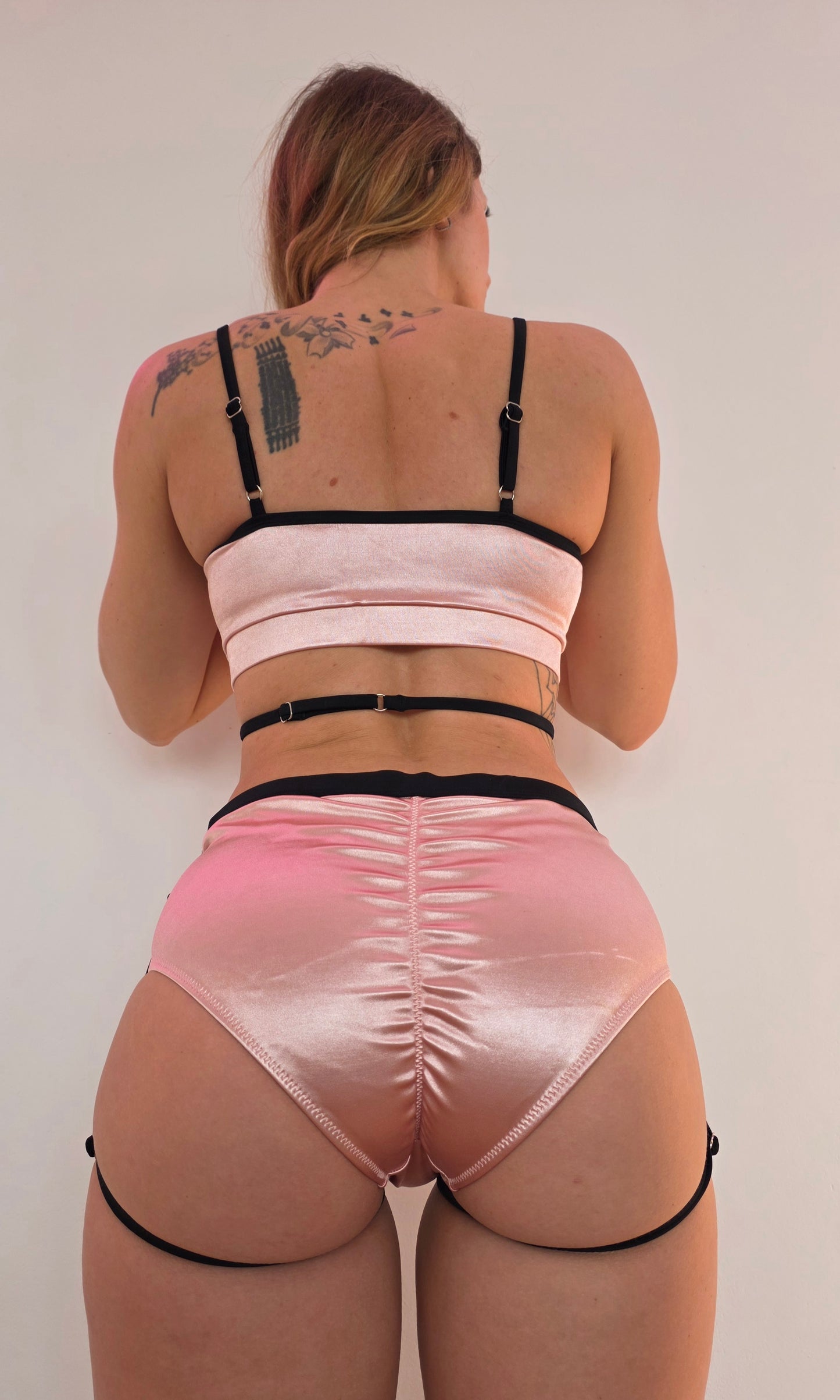 Velvet Harness Pole Dance Set - Rosa